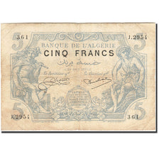 Algeria, 5 Francs, 1903-1912, 1924-08-21, KM:71b, VF(20-25)
