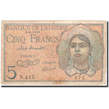Algeria, 5 Francs, 1944-1945, KM:94a, 1944-02-08, B+