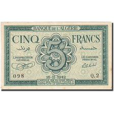 Algeria, 5 Francs, 1942-43, 1942-11-16, KM:91, EF(40-45)