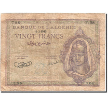Banknote, Algeria, 20 Francs, 1942-1945, 1943-03-06, KM:92a, VG(8-10)