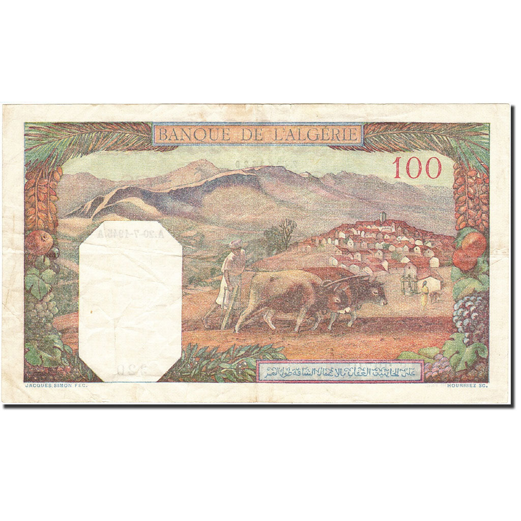 Algeria, 100 Francs, 1942, 1945-07-20, KM:88, EF(40-45)