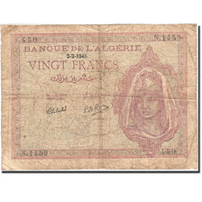 Banknote, Algeria, 20 Francs, 1942-1943, 1945-02-02, KM:92b, VG(8-10)