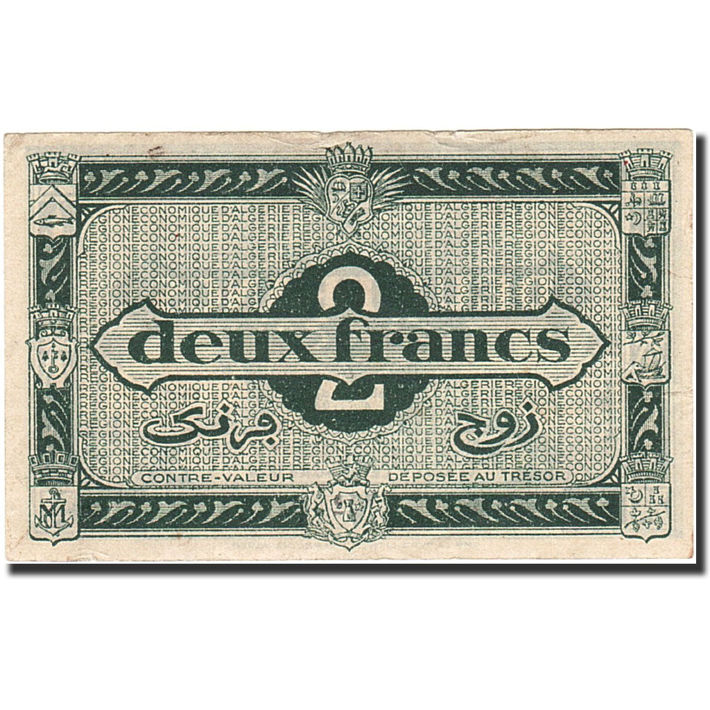 Algeria, 2 Francs, 1944, 1944-01-31, KM:102, EF(40-45)