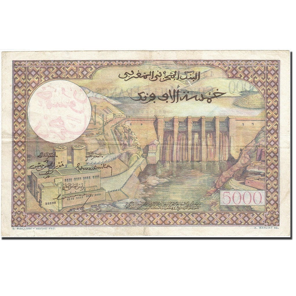 Maroc, 50 Dirhams on 5000 Francs, 1948-1951, KM:51, 1953-07-23, TTB