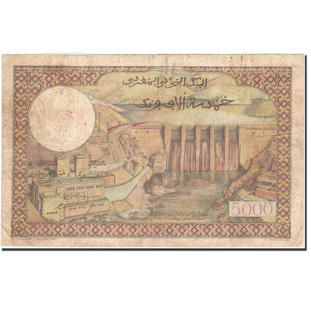 Morocco, 5000 Francs, 1948-1951, 1953-07-23, KM:49, VF(20-25)