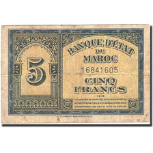 Banknote, Morocco, 5 Francs, 1943, 1943-08-01, KM:24, VF(20-25)