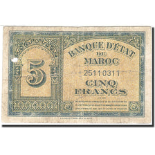Marruecos, 5 Francs, 1943, KM:24, 1944-03-01, RC+