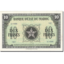 Banknot, Maroko, 10 Francs, 1943, 1944-03-01, KM:25a, AU(55-58)