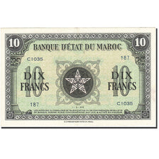 Banknote, Morocco, 10 Francs, 1943, 1944-03-01, KM:25a, AU(55-58)