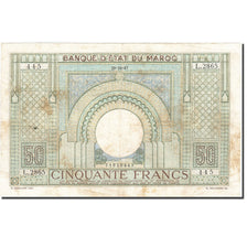 Banknote, Morocco, 50 Francs, 1936-1938, 1947-10-28, KM:21, VF(20-25)