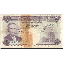 Billete, 1/2 Dinar, 1958, Túnez, KM:57, Undated, BC