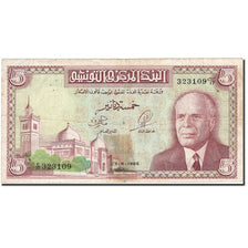 Biljet, Tunisië, 5 Dinars, 1965-1969, 1965-06-01, KM:64a, TB