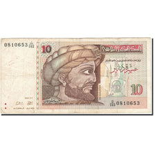 Banknote, Tunisia, 10 Dinars, 1992-1997, 1994-11-07, KM:87, VF(20-25)