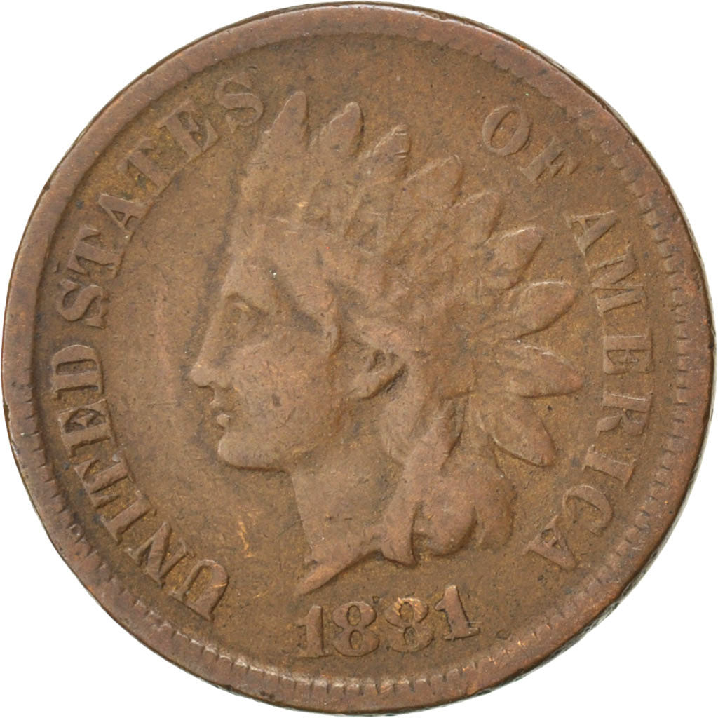 UNITED STATES, Indian Head Cent, Cent, 1881, U.S. Mint, KM #90a, VF(20-25),...