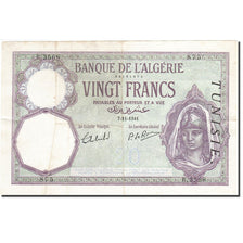 Tunisia, 20 Francs, 1914-1918, KM:6b, 1941-11-07, EF(40-45)