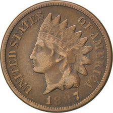 UNITED STATES, Indian Head Cent, Cent, 1887, U.S. Mint, KM #90a, VF(30-35),...