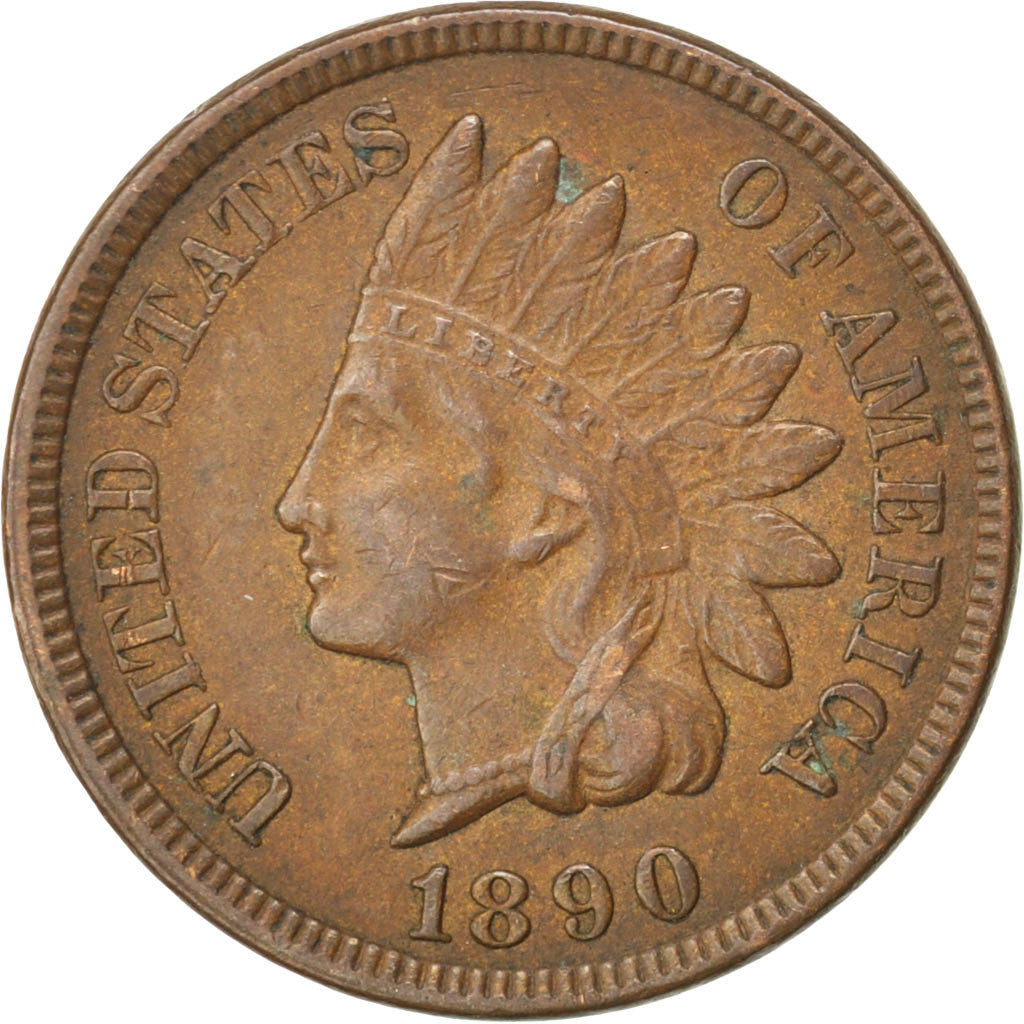 UNITED STATES, Indian Head Cent, Cent, 1890, U.S. Mint, KM #90a, AU(55-58),...