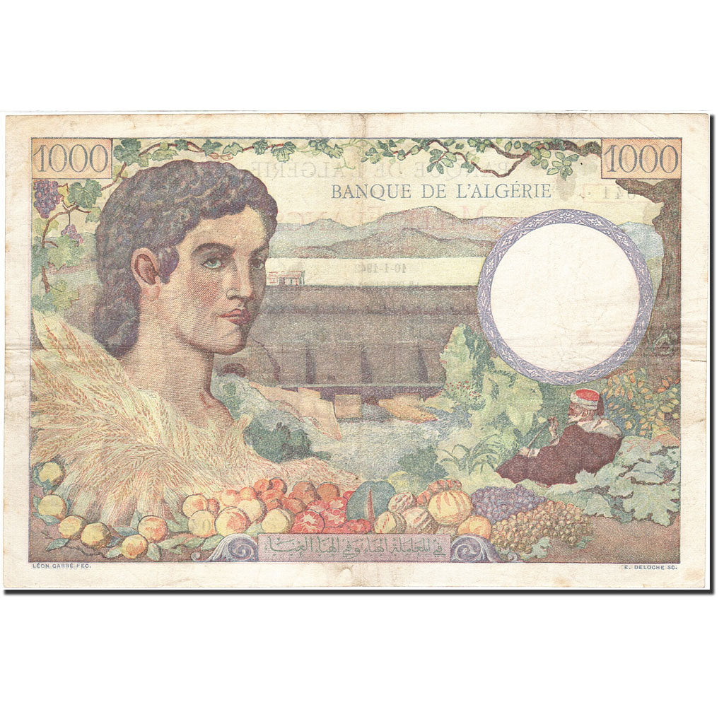 Tunisia, 1000 Francs, 1949, 1942-01-10, KM:20a, VF(20-25)