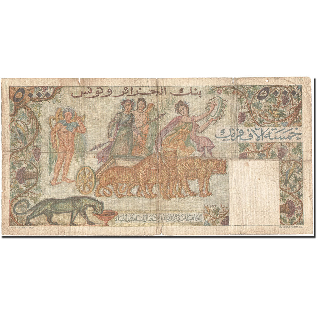 Banknote, Tunisia, 5000 Francs, 1950, 1950-05-12, KM:30, VG(8-10)