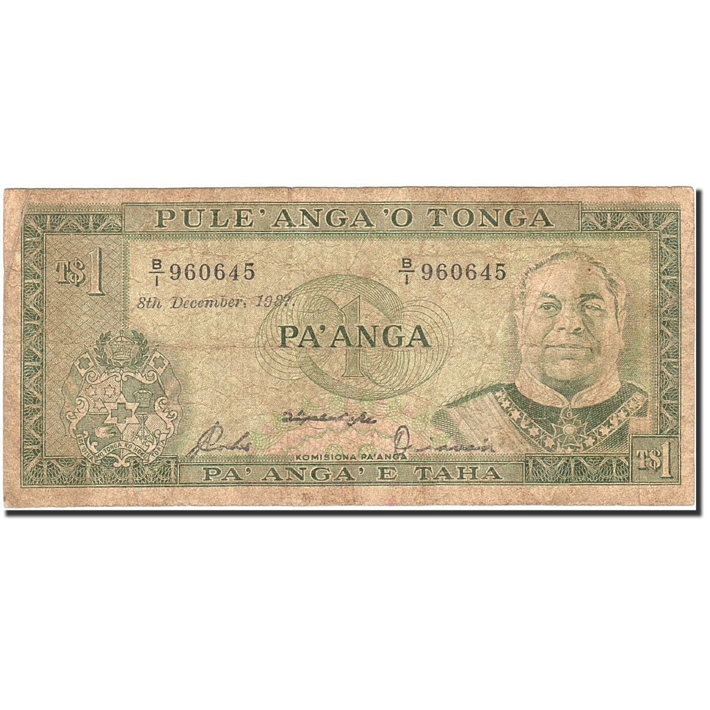 Banknote, Tonga, 1 Pa'anga, 1974-1985, 1987-12-08, KM:19c, VF(20-25)