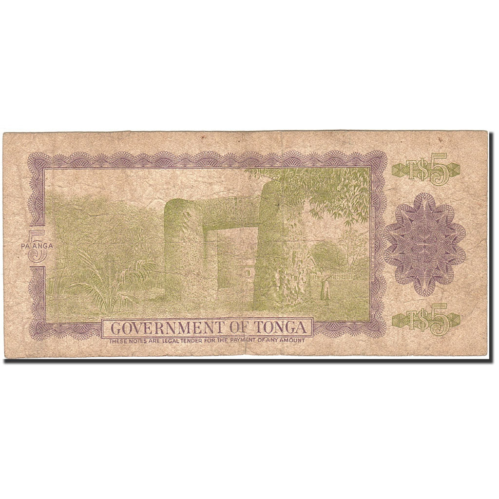 Billet, Tonga, 5 Pa'anga, 1974-1985, 1987-09-28, KM:21c, B+