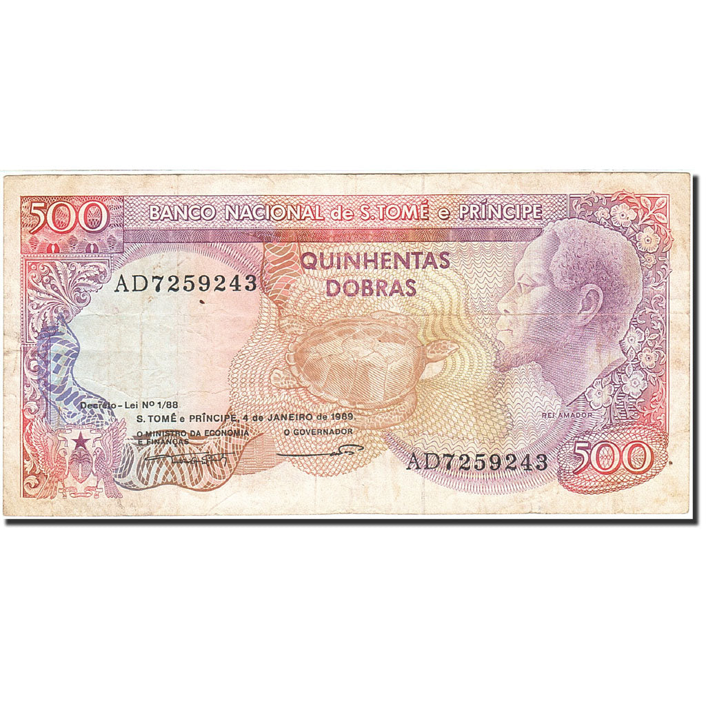 Saint Thomas and Prince, 500 Dobras, 1989, 1989-01-04, KM:61, VF(20-25)
