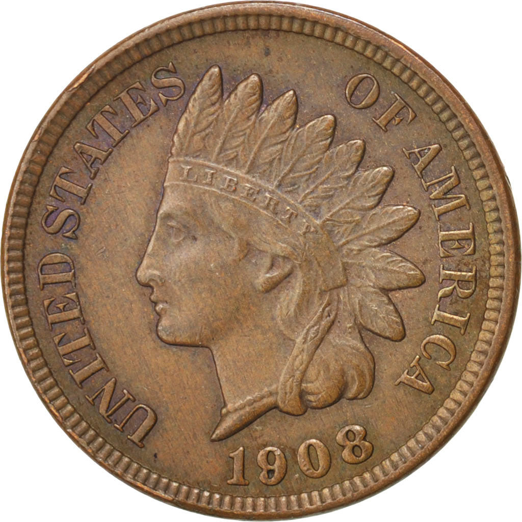 UNITED STATES, Indian Head Cent, Cent, 1908, U.S. Mint, KM #90a, AU(55-58),...