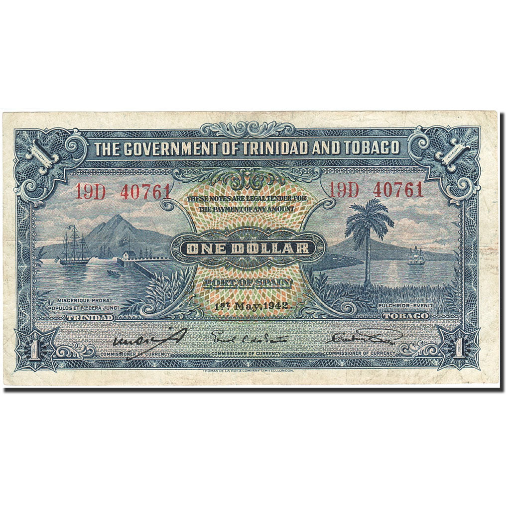 Trinidad and Tobago, 1 Dollar, 1939-1942, KM:5c, 1942-05-01, EF(40-45)