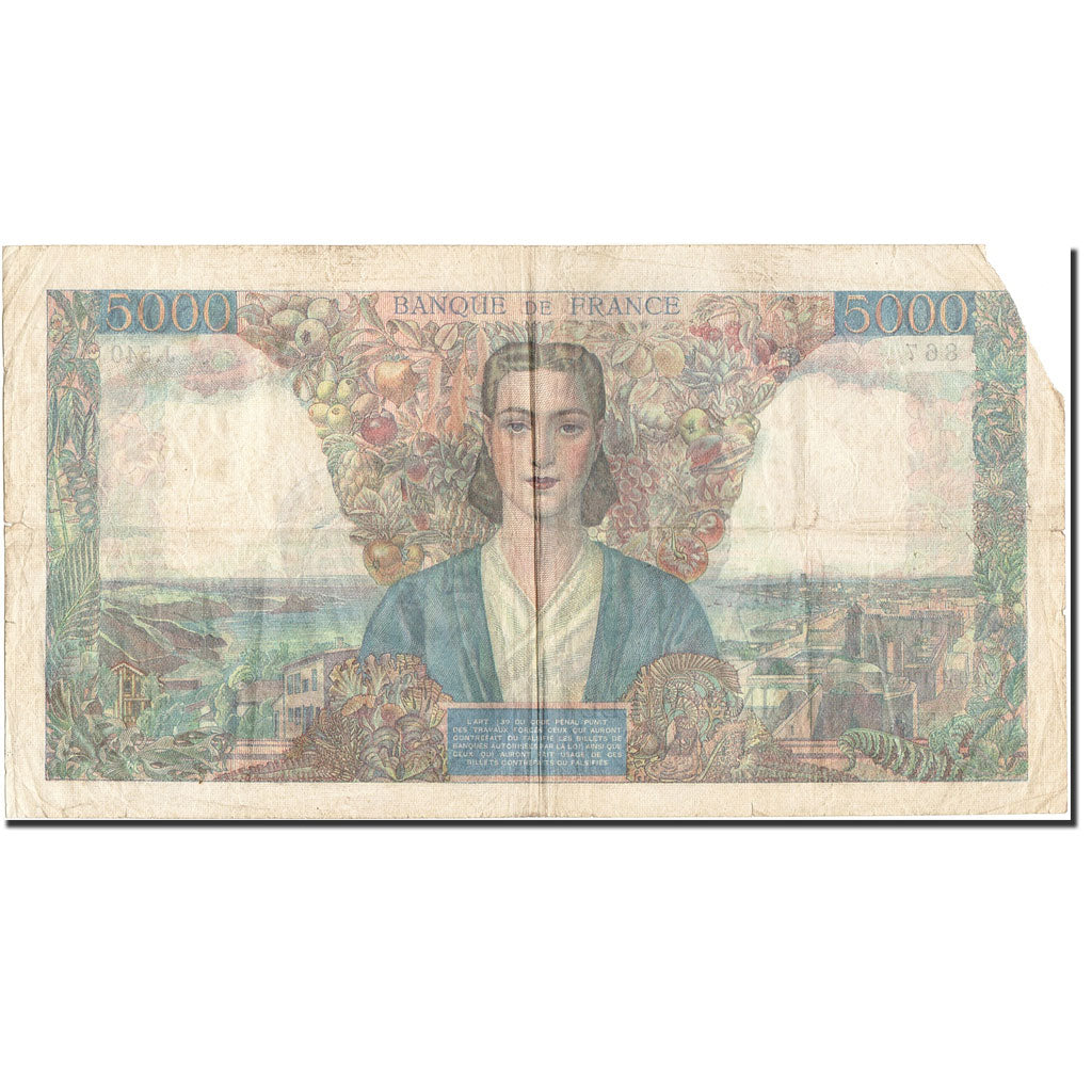 France, 5000 Francs, 1942, KM:103c, 1945-04-26, VF(30-35)