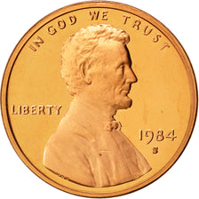 UNITED STATES, Lincoln Cent, Cent, 1984, U.S. Mint, KM #201b, MS(63), Copper...
