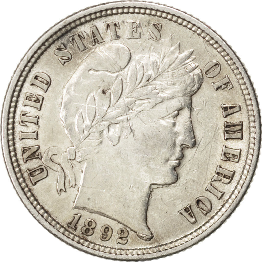 UNITED STATES, Barber Dime, Dime, 1892, U.S. Mint, KM #113, AU(55-58), Silver,..
