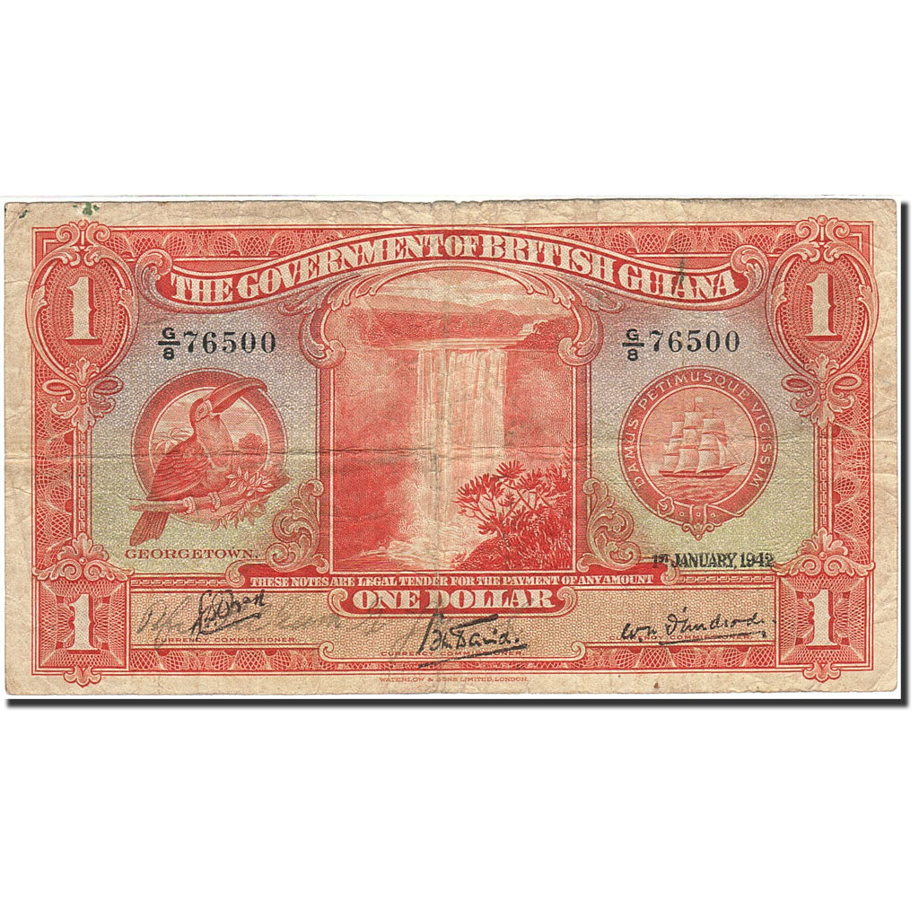 British Guiana, 1 Dollar, 1937-1942, KM:12c, 1942-01-01, F(12-15)