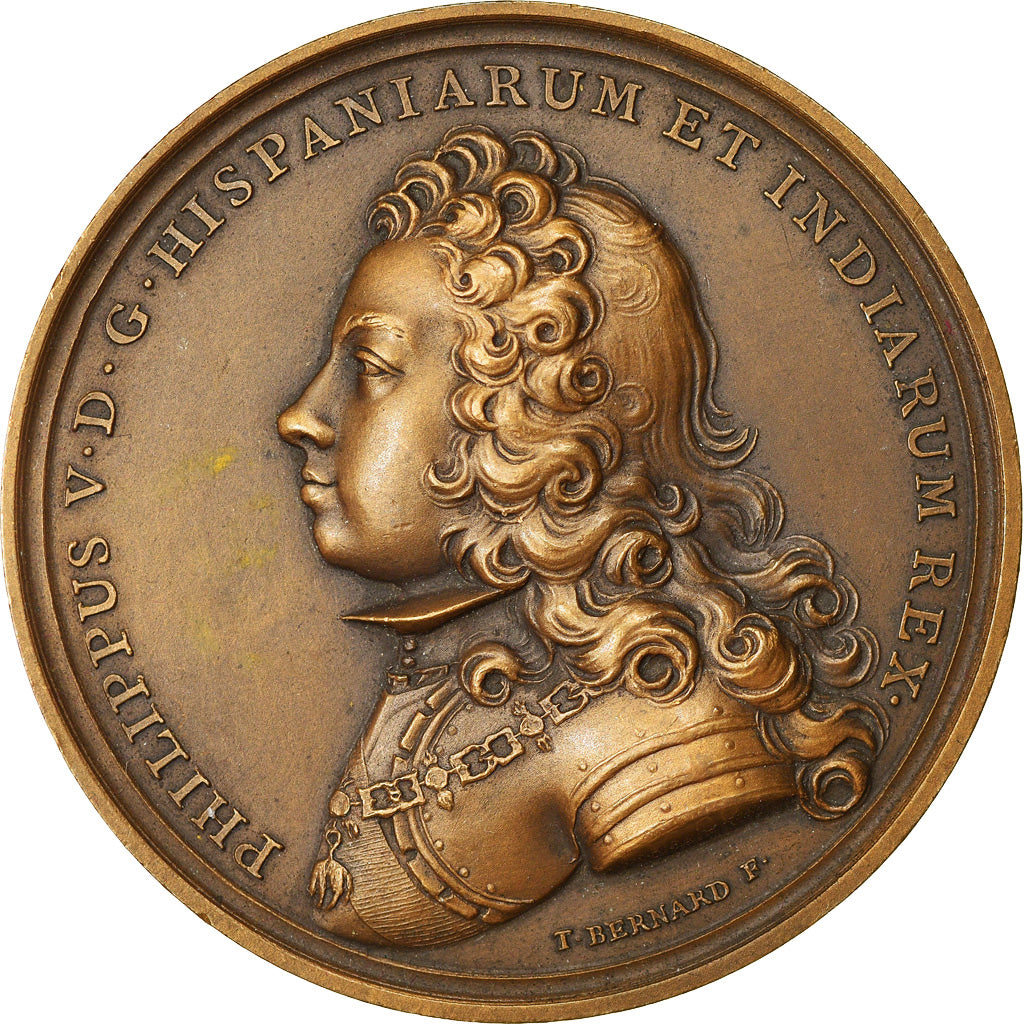 France, Medal, Louis XIV, Arrivée de Philippe V en Espagne, History, 1701, T.