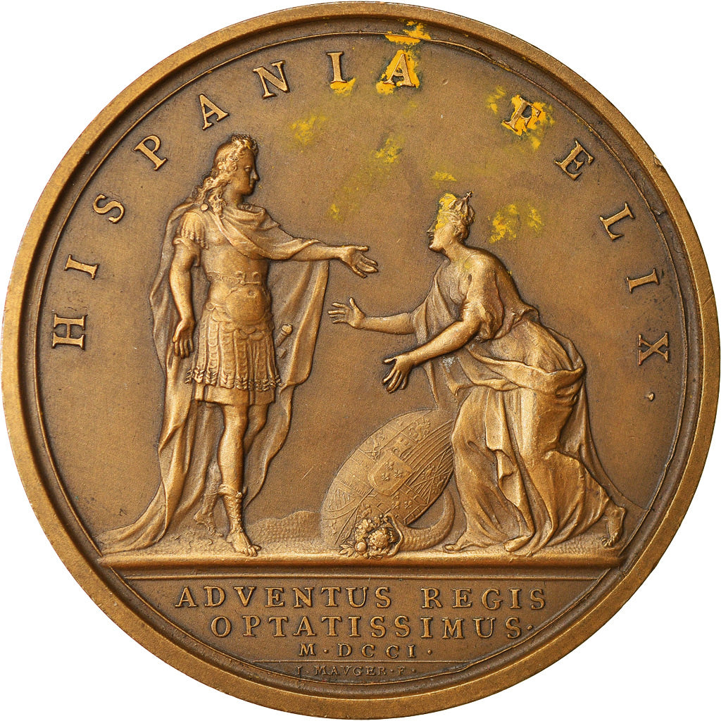 France, Medal, Louis XIV, Arrivée de Philippe V en Espagne, History, 1701, T.
