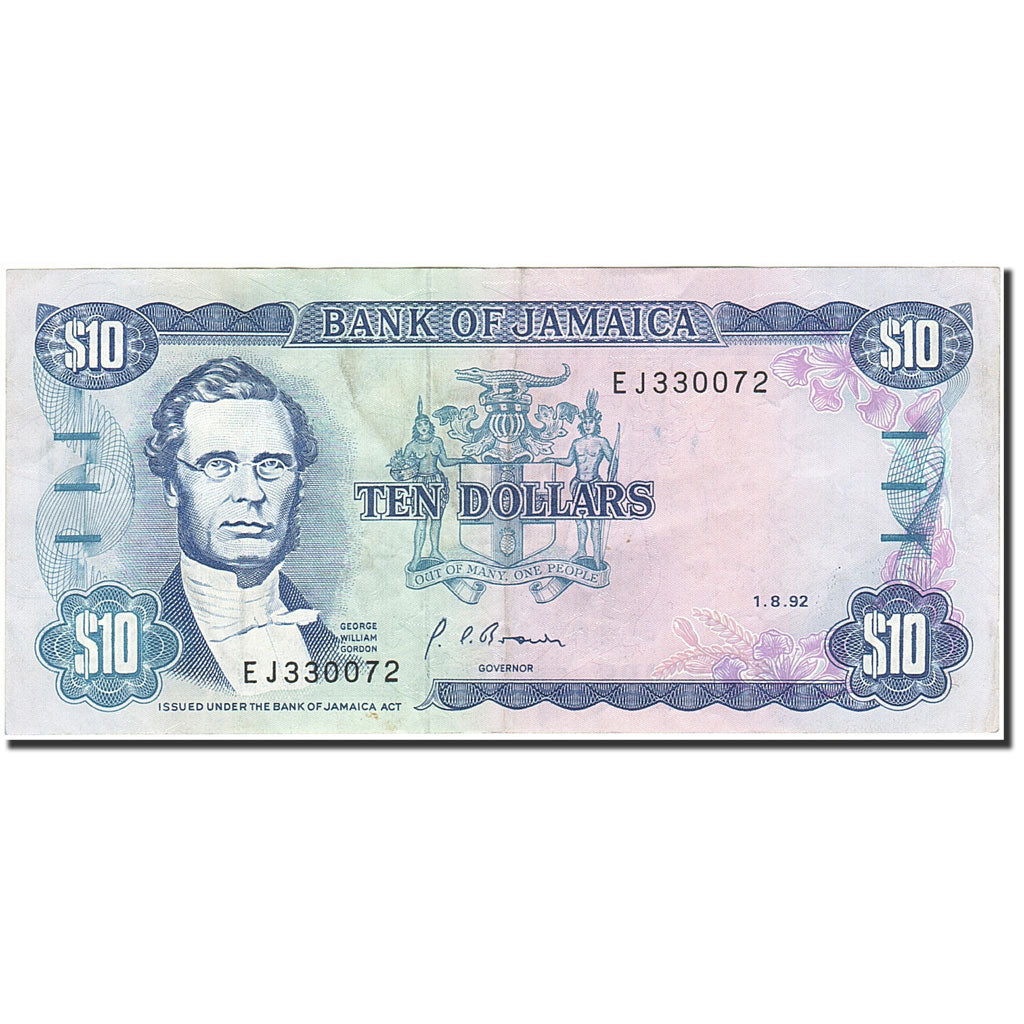 Banknote, Jamaica, 10 Dollars, 1985, 1992-08-01, KM:71d, AU(55-58)