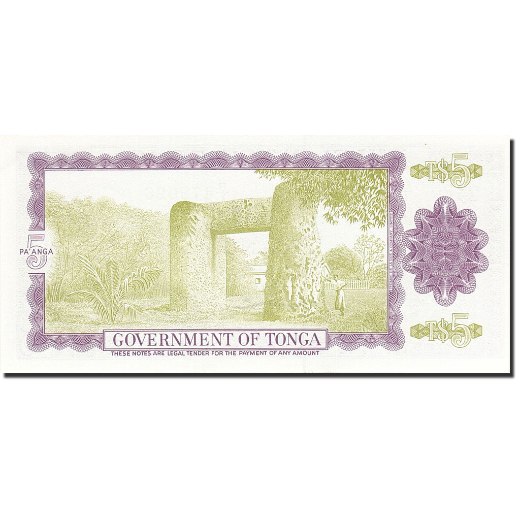 Banknote, Tonga, 5 Pa'anga, 1974-1989, 1989-06-30, KM:21c, UNC(63)