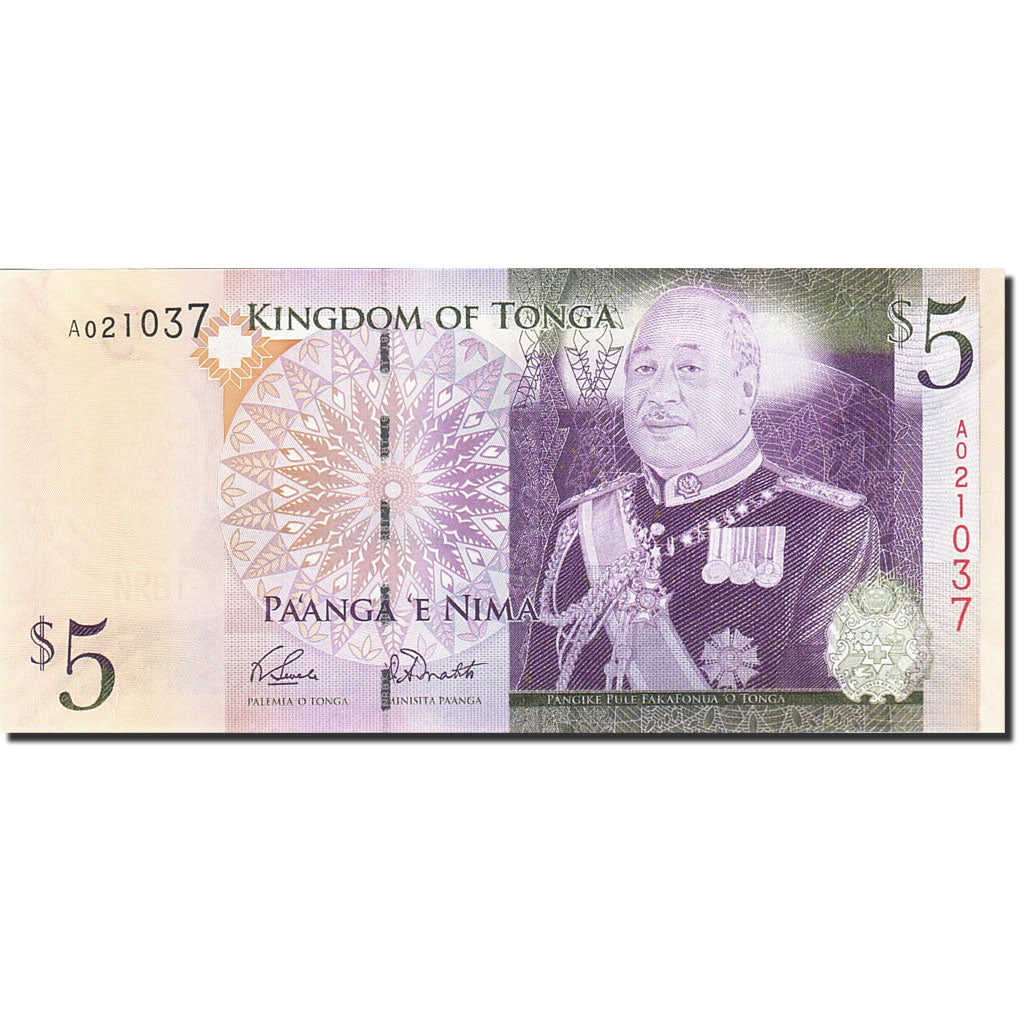 Banknote, Tonga, 5 Pa'anga, 2008, Undated (2008), KM:39, UNC(65-70)