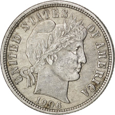 UNITED STATES, Barber Dime, Dime, 1906, U.S. Mint, KM #113, AU(55-58), Silver,..