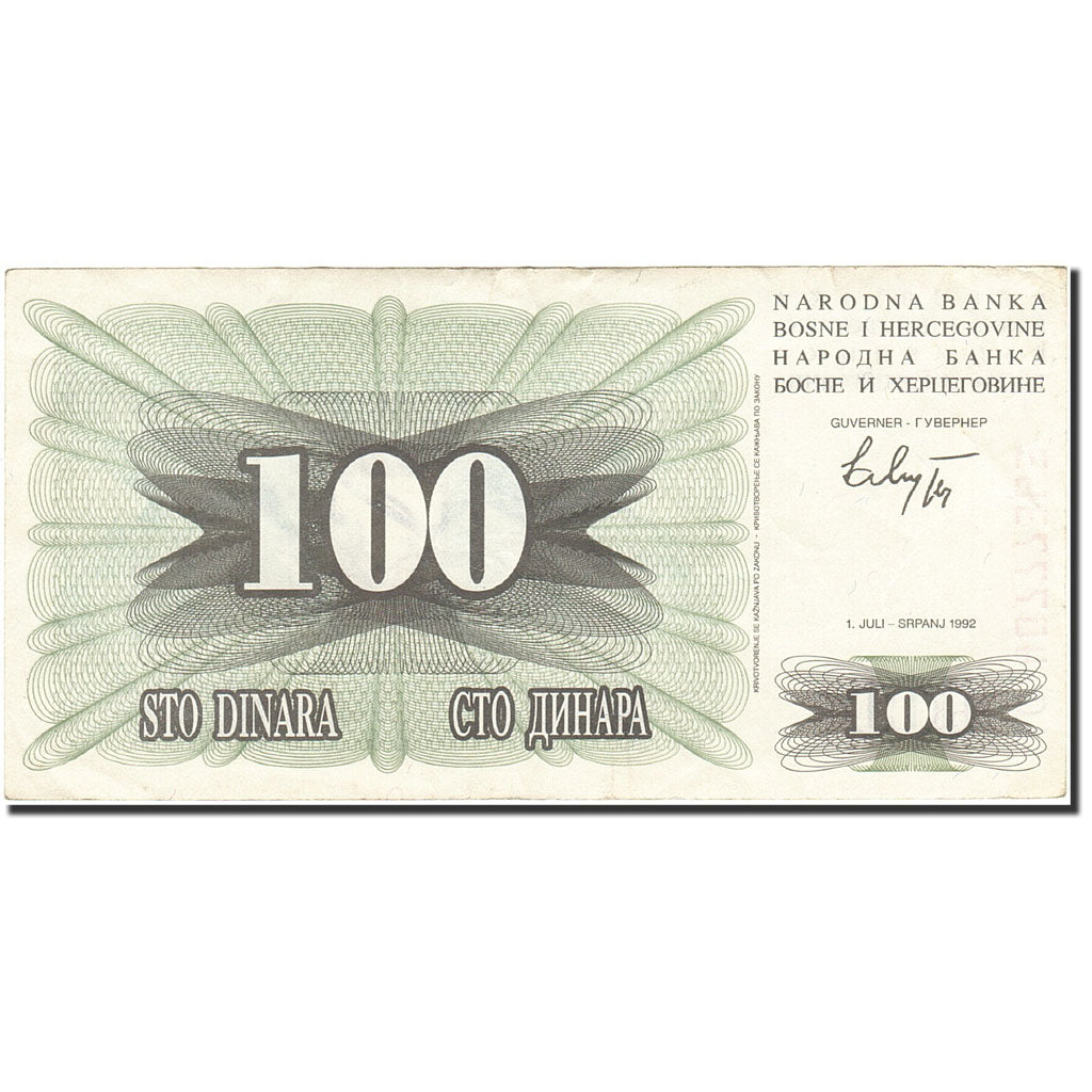 Banknote, Bosnia - Herzegovina, 100 Dinara, 1992-1993, 1992-07-01, KM:13a