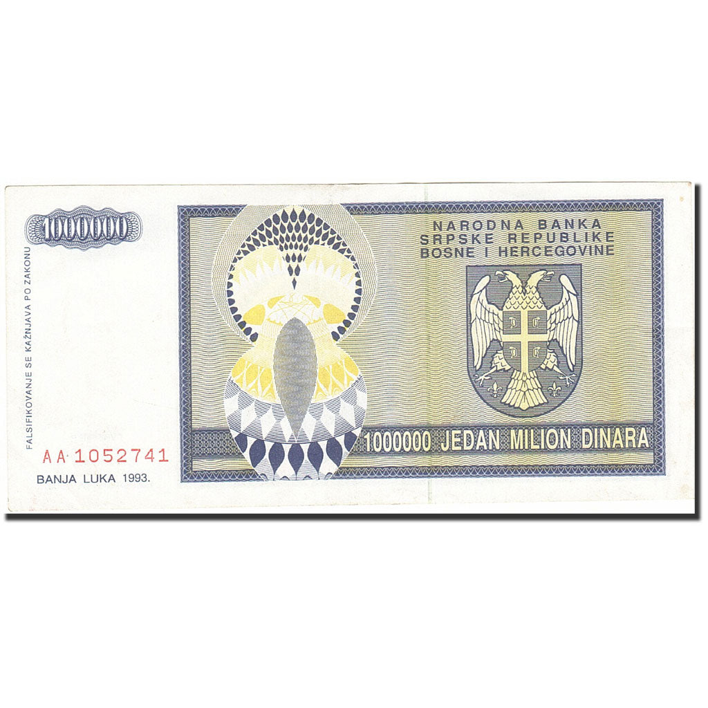 Bosnia - Herzegovina, 1 Million Dinara, 1993, 1993, KM:142a, EF(40-45)