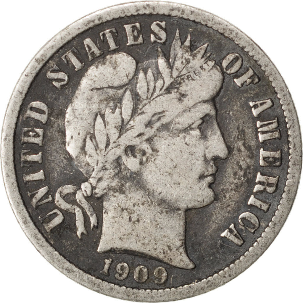 UNITED STATES, Barber Dime, Dime, 1909, U.S. Mint, KM #113, MS(60-62), Silver,..