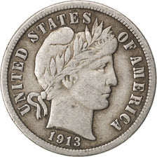 UNITED STATES, Barber Dime, Dime, 1913, U.S. Mint, KM #113, EF(40-45), Silver,..