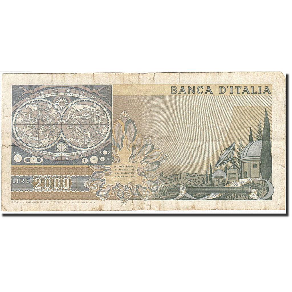 Banknote, Italy, 2000 Lire, 1973-1974, 1976-10-22, KM:103b, VG(8-10)