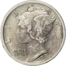 United States, Dime, 1916, Philadelphia, KM #140, EF(40-45), Silver, 2.44
