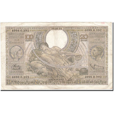 Billete, 100 Francs-20 Belgas, 1933-1935, Bélgica, KM:107, 1938-05-30, MBC