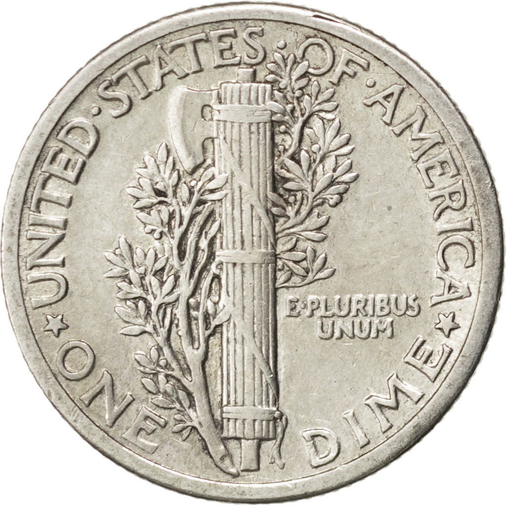 UNITED STATES, Mercury Dime, Dime, 1916, U.S. Mint, KM #140, EF(40-45), Silver,.