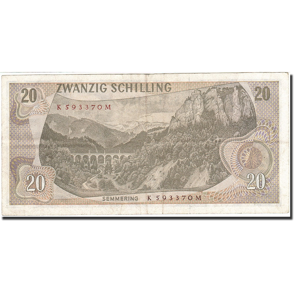 Banknote, Austria, 20 Schilling, 1966-1970, 1967-07-02, KM:142a, AU(50-53)