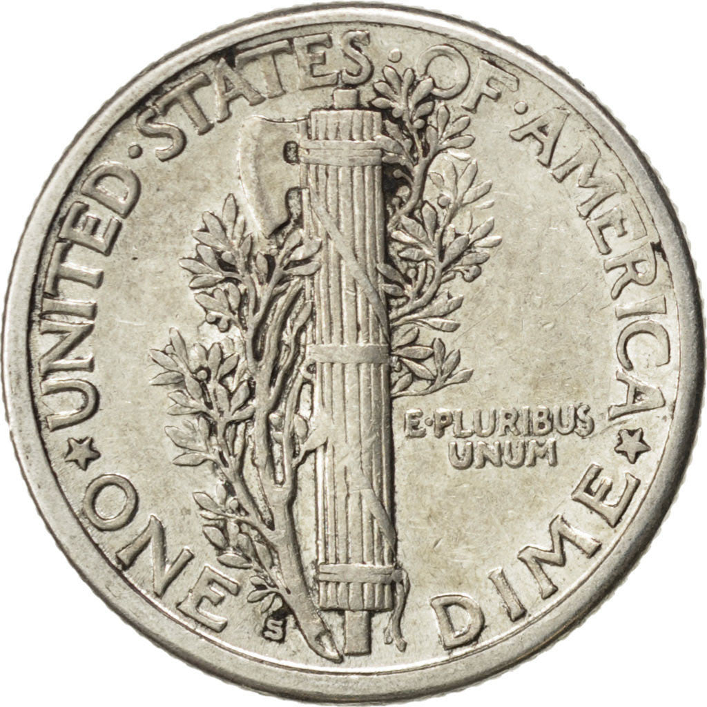 UNITED STATES, Mercury Dime, Dime, 1916, U.S. Mint, KM #140, AU(50-53), Silver,.