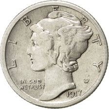 UNITED STATES, Mercury Dime, Dime, 1917, U.S. Mint, KM #140, EF(40-45), Silver,.
