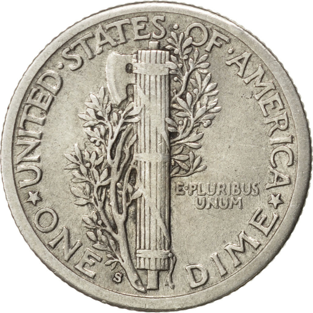 UNITED STATES, Mercury Dime, Dime, 1917, U.S. Mint, KM #140, EF(40-45), Silver,.